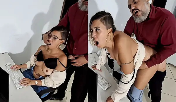 Chefe pervertido! Ele me fode durante o horário de trabalho