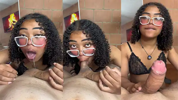 Mamadas de bolas y una rica paja para que no la olvide