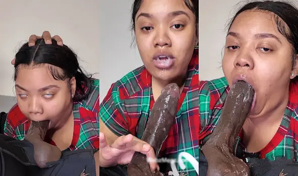 She sucks that big ebony cock without fear of choking